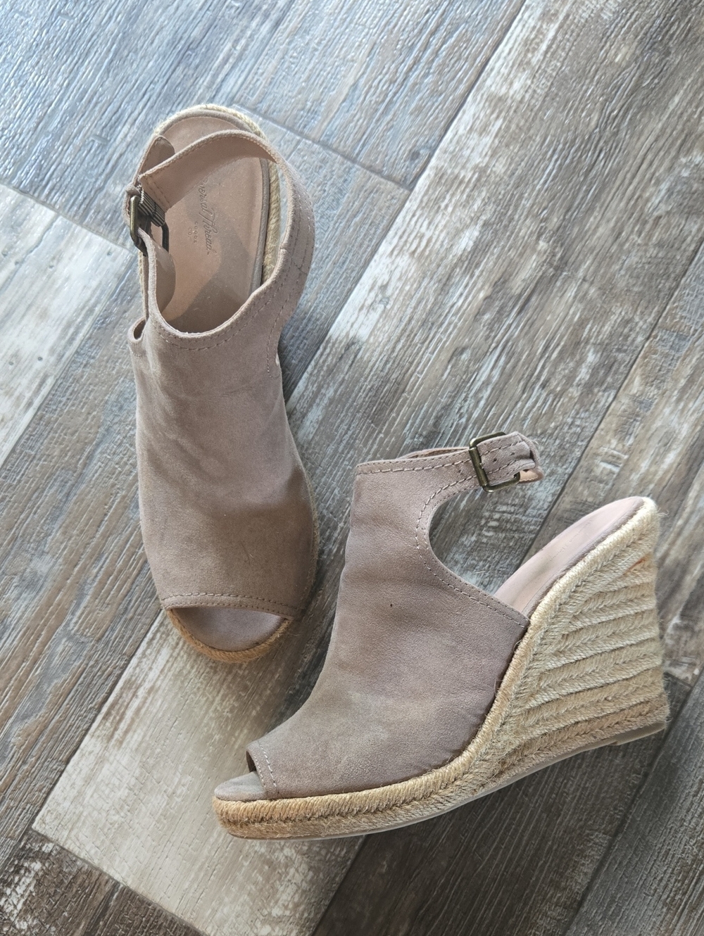 Women’s Taupe Suede Espadrille Wedge Sandals